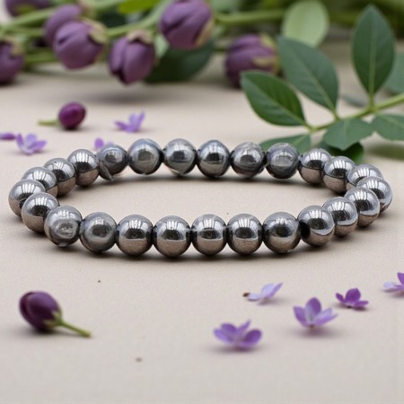 Bracelet en Hématite naturelle, perles de 8 mm, qualité A