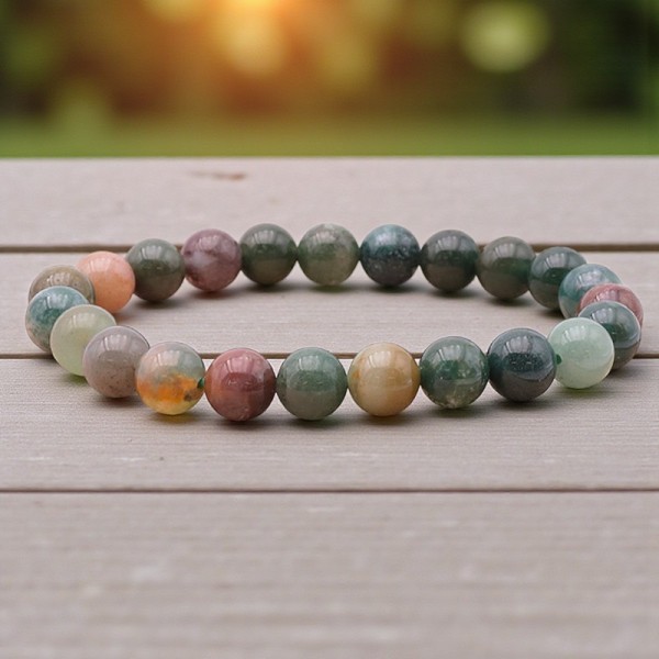 Bracelet en Agate indienne naturelle, perles de 8 mm, qualité A, origine Inde