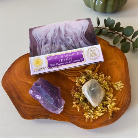 Essentiel de Sérénité - Améthyste, Pierre de Lune multicolore et Savon Lavande