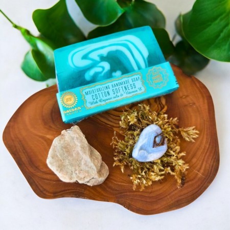 Essentiel de calme – Aigue-marine, Calcédoine bleue et savon Douceur Coton