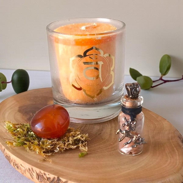 Coffret Cristaux de Créativité – Pierre de lune, Cornaline et bougie boisée