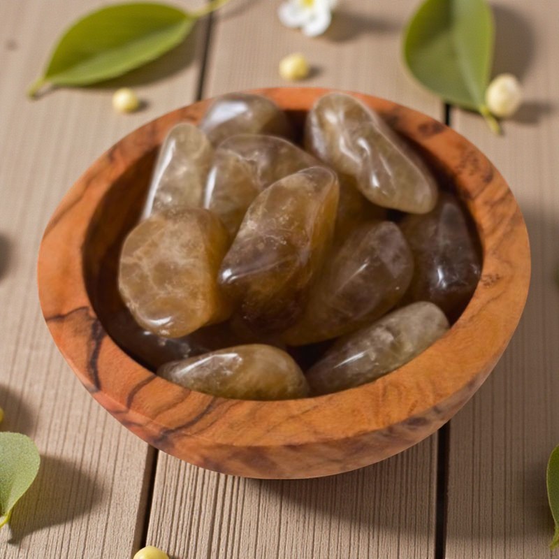 Citrine naturelle roulée, pierre solaire et optimiste