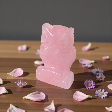 Totem Chouette Douceur et Lumière  – Quartz rose, Pierre de lune et savon floral 2