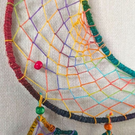 Grand attrape-rêves Lune et Étoiles tissé à la main au Népal. 2