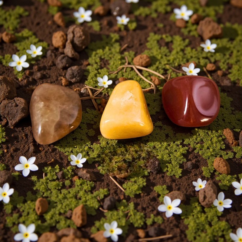 Cornaline, Aventurine jaune et Citrine naturelle pour avancer avec optimisme