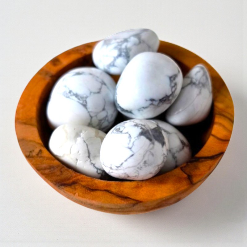 Howlite blanche – Calme et Patience | Pierre roulée naturelle | Litho Terra