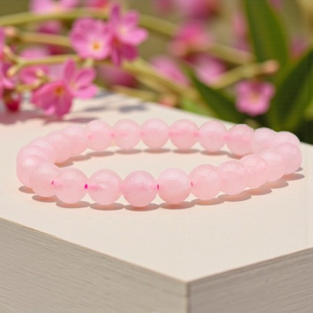 Bracelet Quartz rose | Perles 8 mm en pierres naturelles | Litho Terra