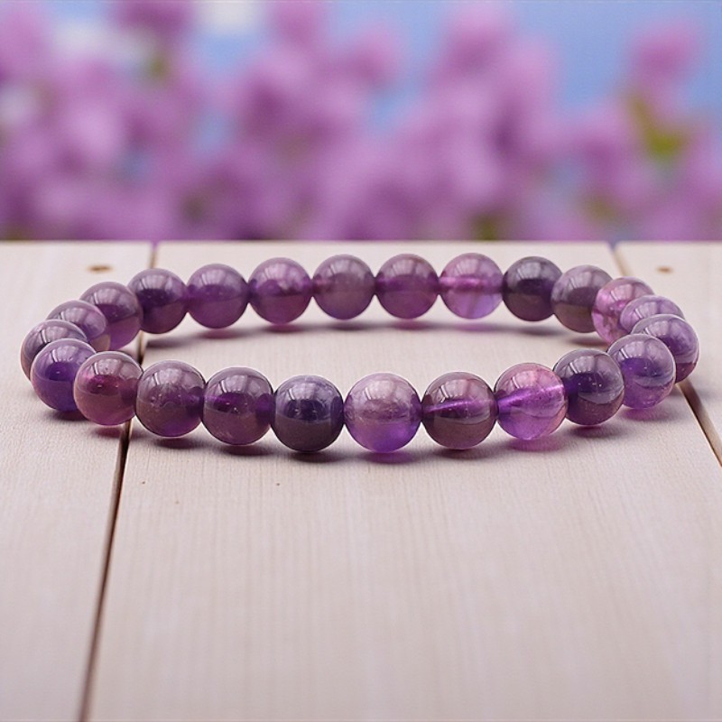 Bracelet en Améthyste naturelle, perles de 8 mm, qualité A, origine Brésil