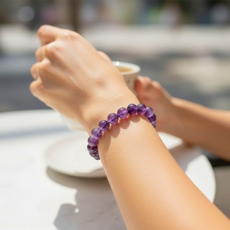 Bracelet en Améthyste naturelle, perles de 8 mm, qualité A, origine Brésil 2