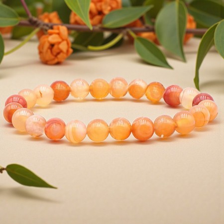 Bracelet en Cornaline naturelle, perles de 8 mm, qualité A, origine Brésil