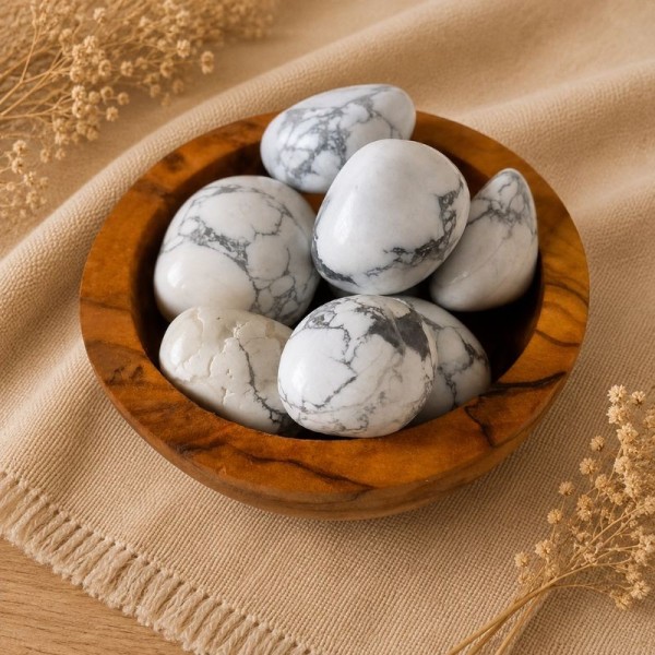 Pierre roulée en howlite blanche naturelle | Litho Terra