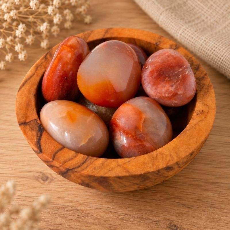 Pierre roulée en agate orange naturelle | Litho Terra