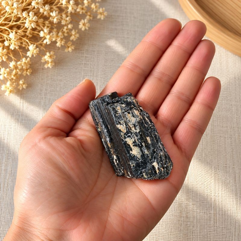 Pierre brute de Tourmaline noire taille M (de 96 à 112 g)