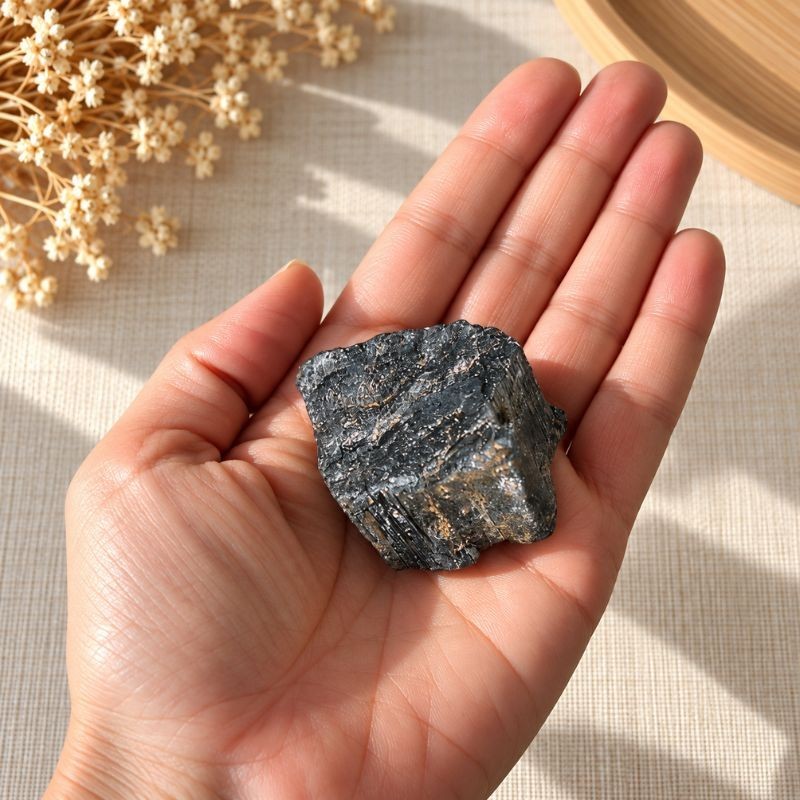 Pierre brute de Tourmaline noire taille L (de 123 à 130 g)