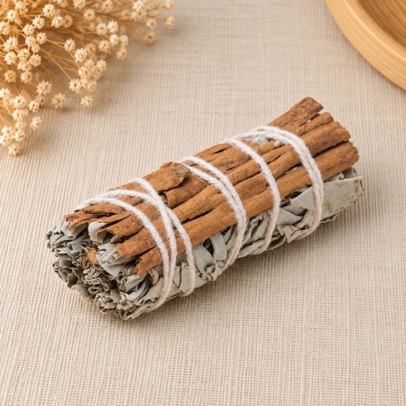 Smudge sauge blanche et cannelle, fabriqué artisanalement au Mexique