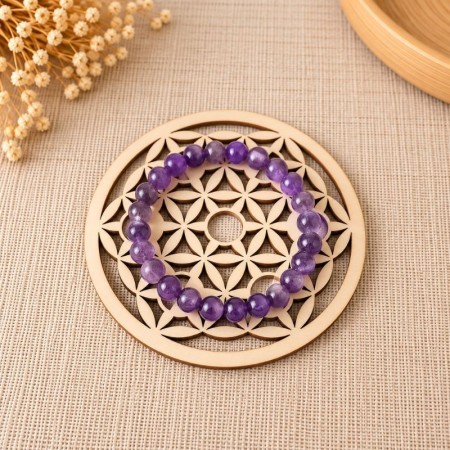 Plaque de rechargement en bois gravée Fleur de Vie – 10 cm 2