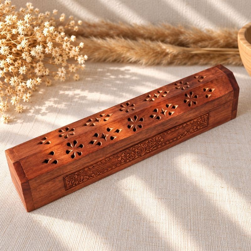 Boîte porte-encens Arbre de Vie en bois d’acacia – 31 cm