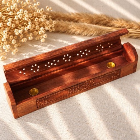 Boîte porte-encens Arbre de Vie en bois d’acacia – 31 cm 2