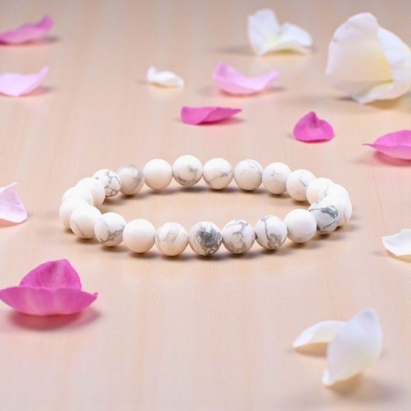 Bracelet en Howlite blanche naturelle – Calme & Patience