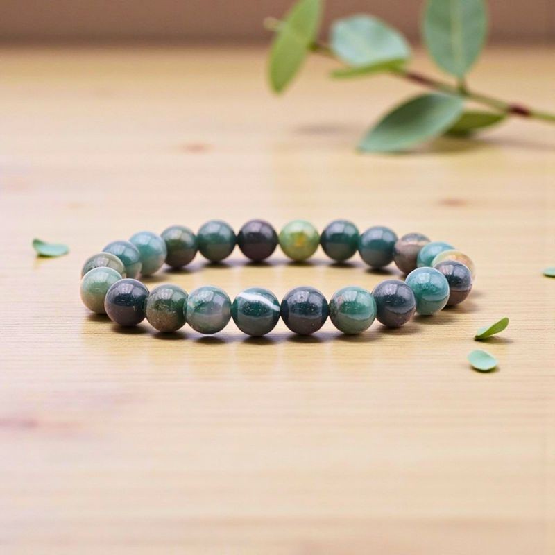 Bracelet en Agate mousse naturelle – Harmonie & Renouveau