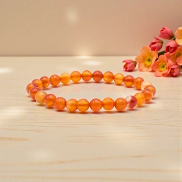 Bracelet en Cornaline naturelle – Vitalité & Motivation