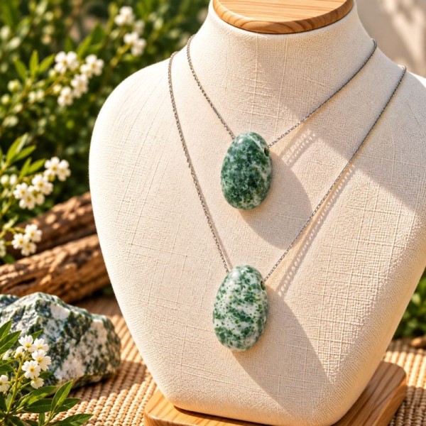 Pendentif Agate arbre naturelle – Pierre percée | Litho Terra