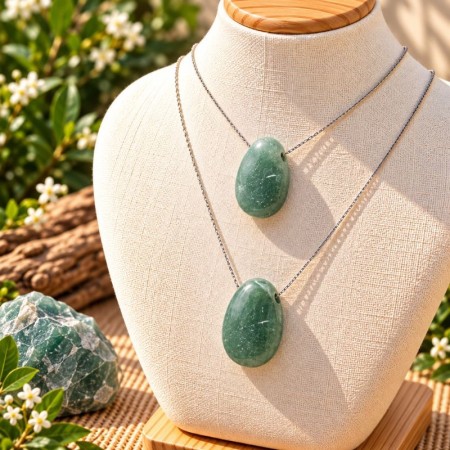 Pendentifs en Aventurine verte naturelle présentés dans une coupelle 2