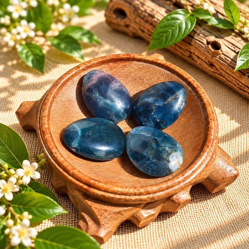 Pendentifs en Fluorine bleue naturelle présentés dans une coupelle