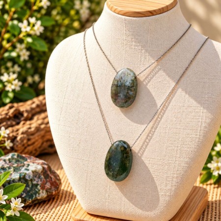 Pendentifs en Agate indienne naturelle présentés dans une coupelle 2