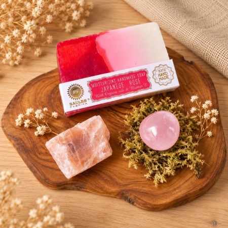 Coffret Cœur Tendre – Pierre de lune & Quartz rose | Litho Terra
