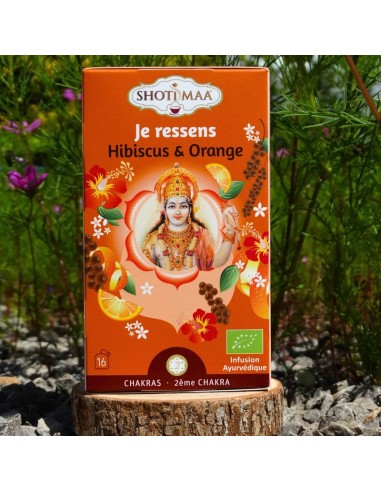 Une infusion bio à l’hibiscus et à l’orange, liée au 2ᵉ chakra.