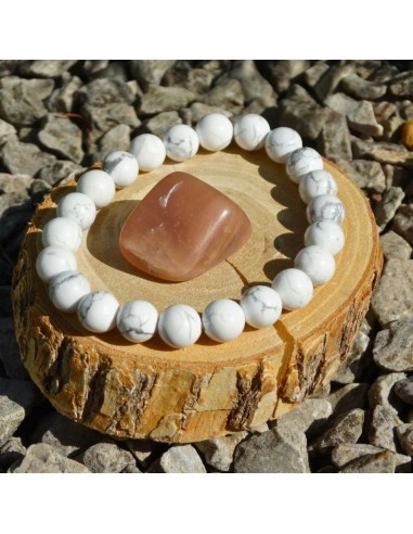 Bracelet Howlite et pierre de lune multicolore
