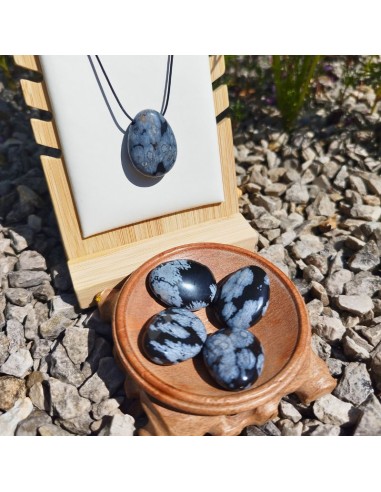 Amulette (pendentif) - Obsidienne flocon de neige