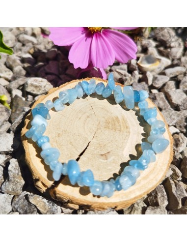 bracelet baroque en Aigue-marine naturelle, pierre de communication apaisée